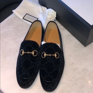 NWT Gucci Horsebit Embroidered Velvet Loafers